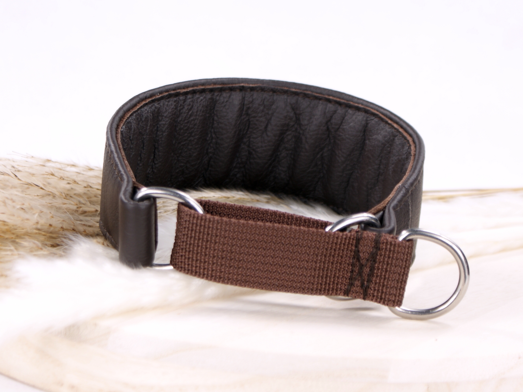 Zugstopp Basic in Dunkelbraun, Edelstahlbeschläge, Gurtband: Braun