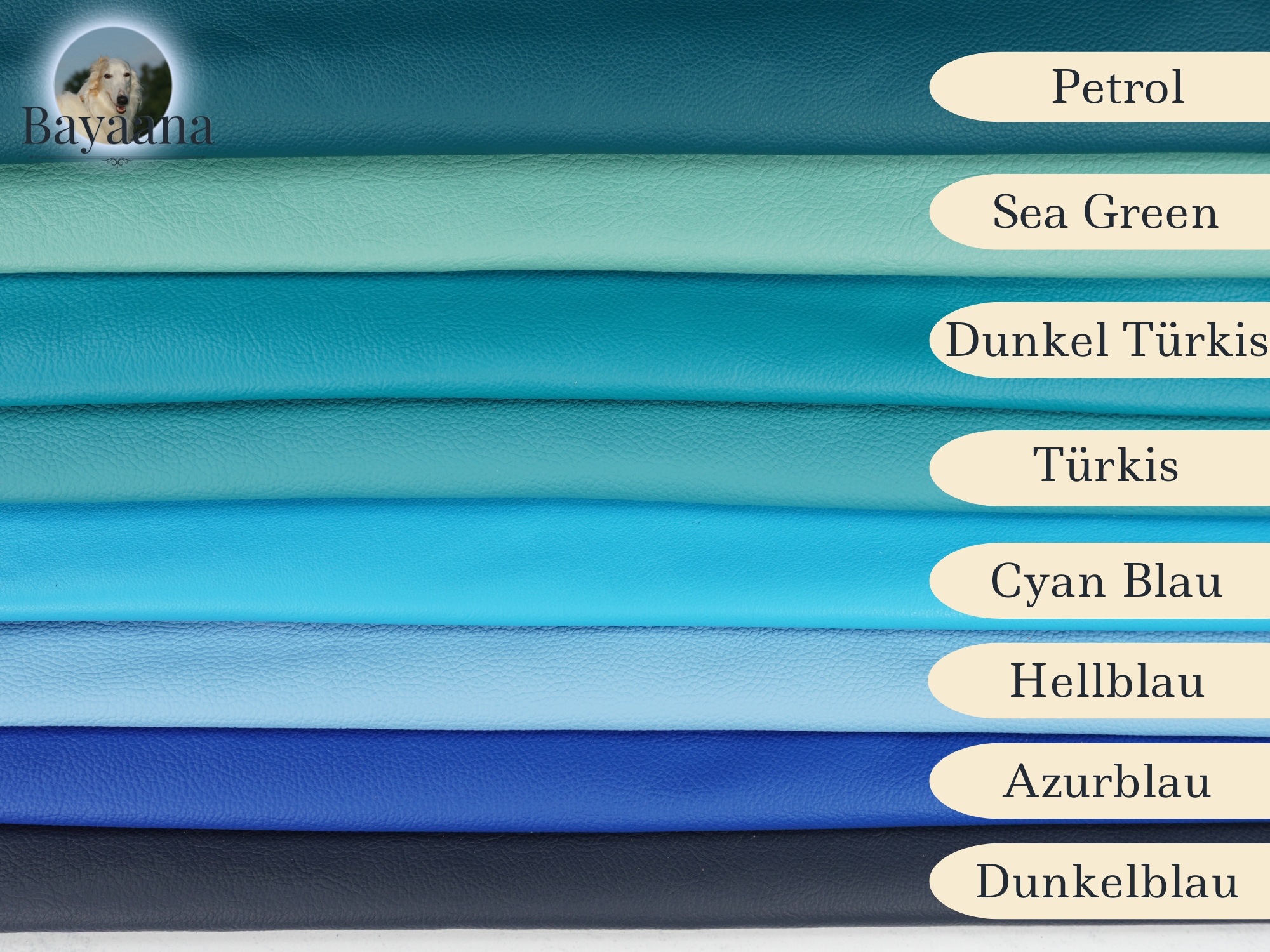 Lederfarben Blautöne