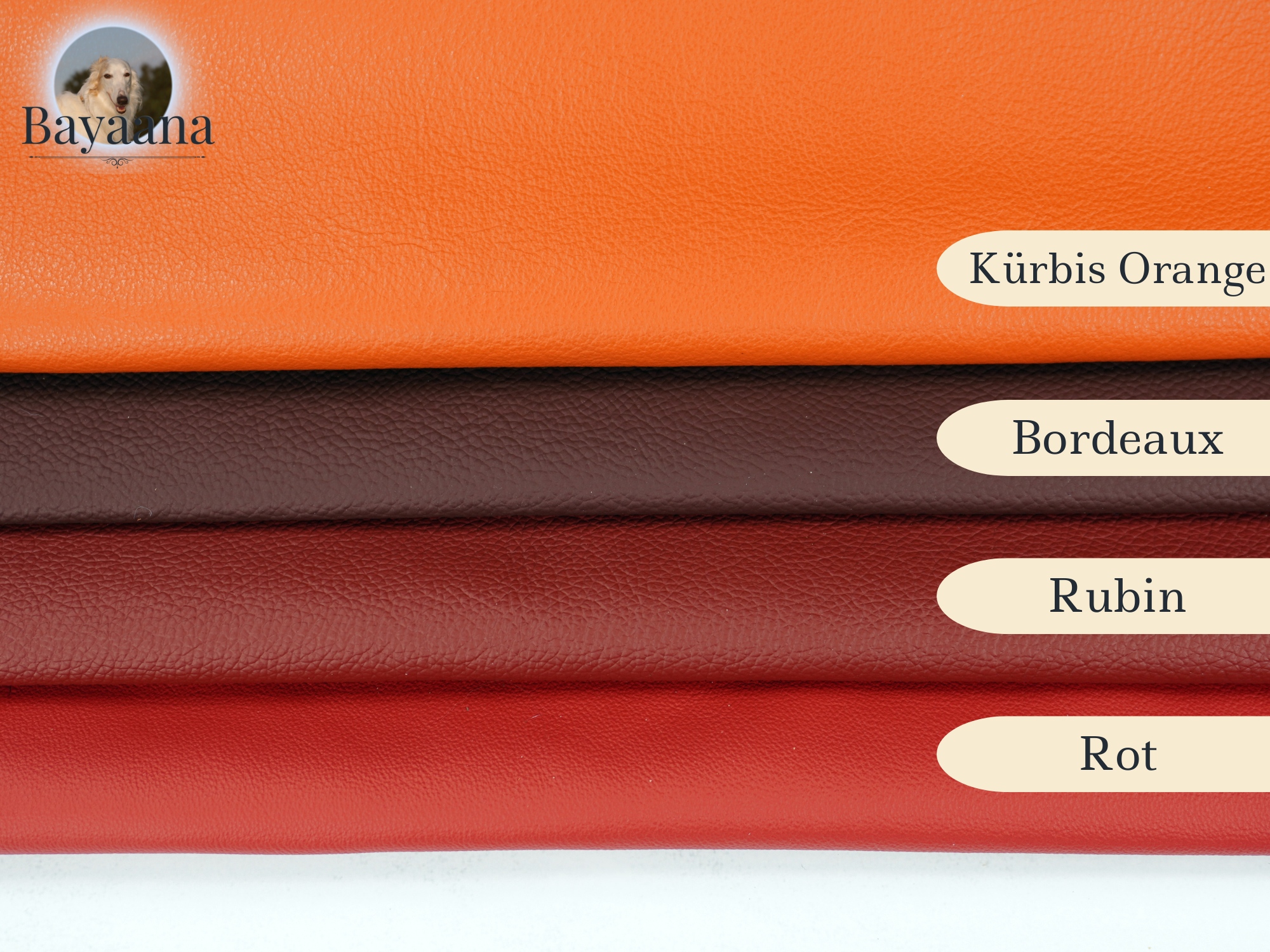 Lederfarben Rot- und Orange-Töne