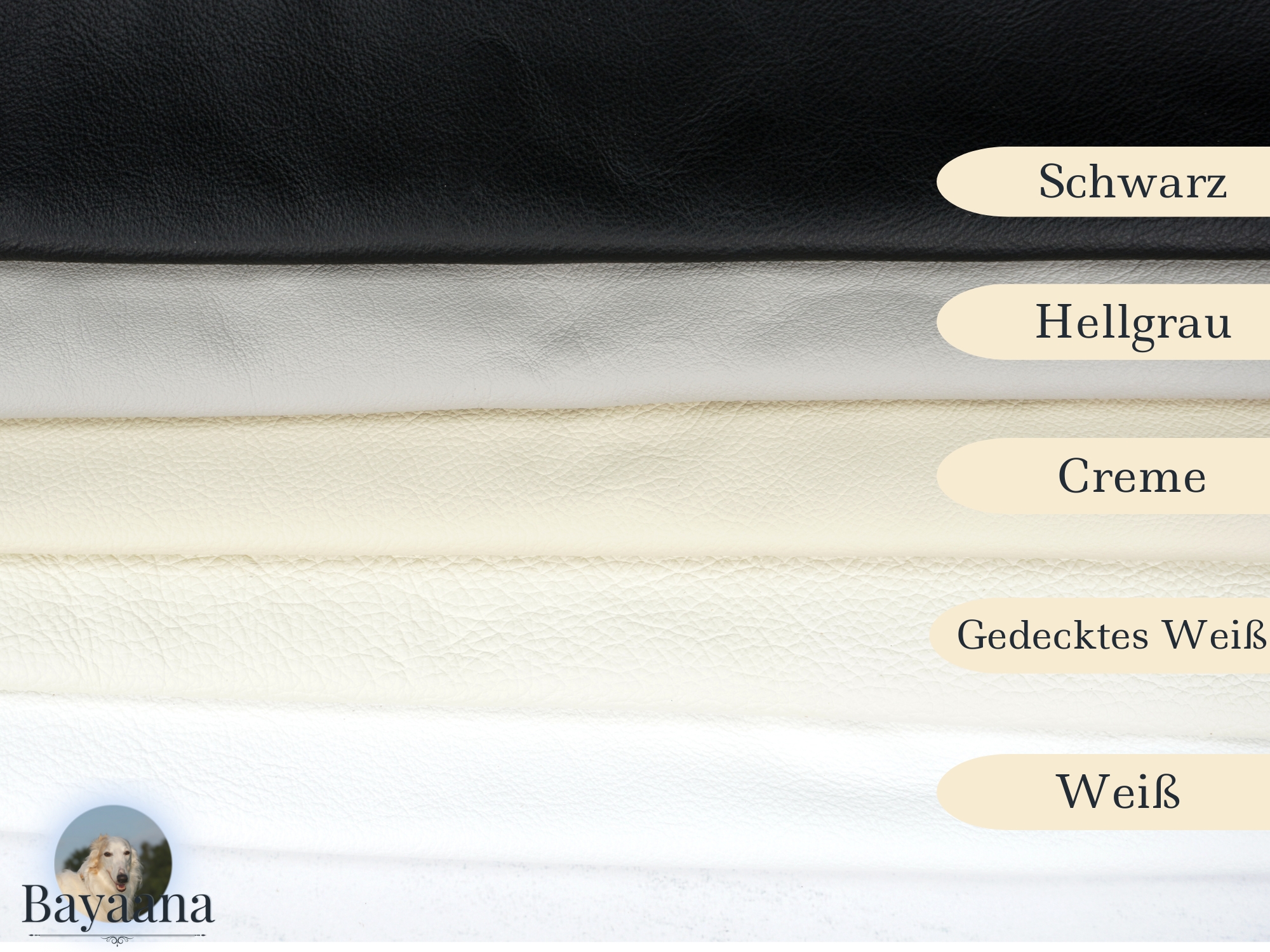 Lederfarben Schwarz und Creme