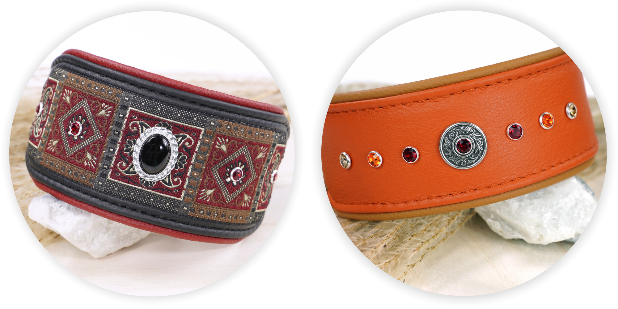 Windhundhalsbänder mit Ziernieten