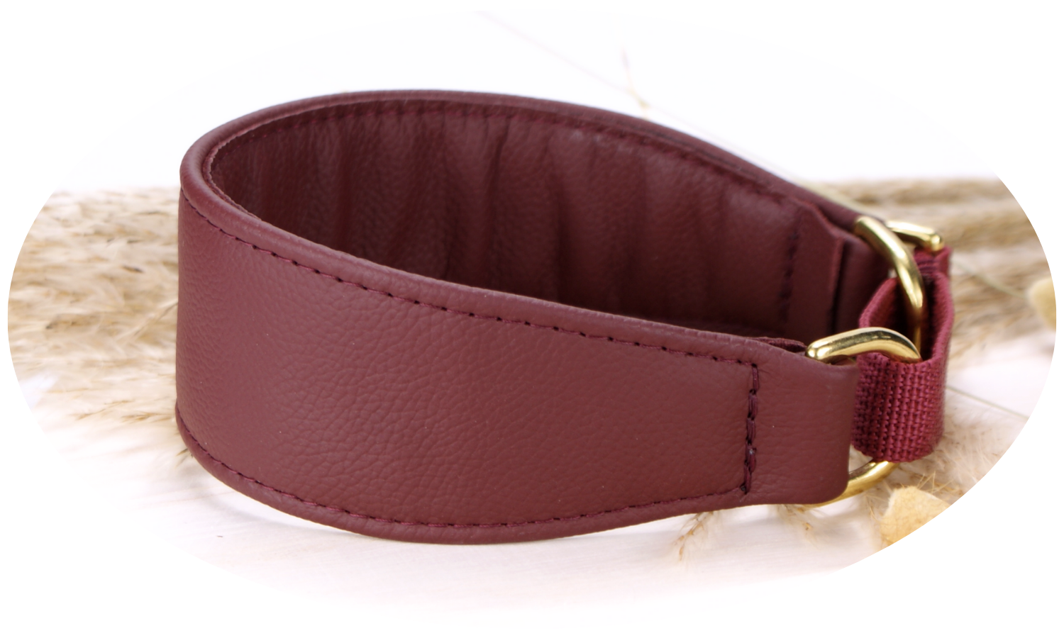 Halsband Zugstopp Bordeaux Messing